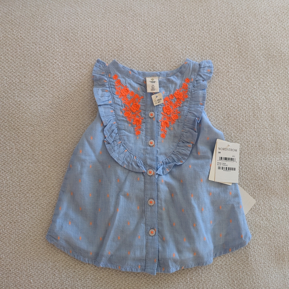 Nordstrom Blue Dress with Orange Accents